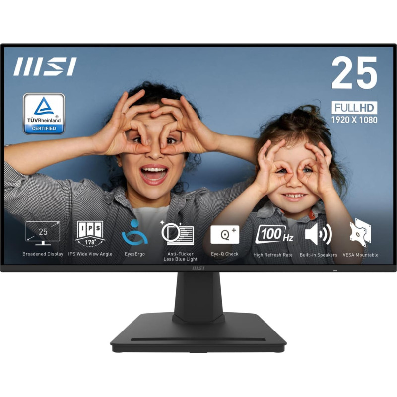 MSI LCD Monitor|MSI|PRO MP252|24.5"|Panel IPS|1920x1080|16:9|100Hz|Matte|1 ms|Speakers|Tilt|Colour Black|PROMP252