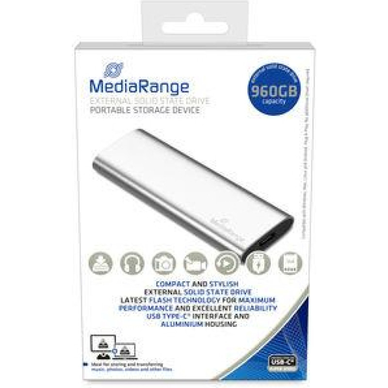 Mediarange External SSD|MEDIARANGE|Read speed 450 MB/s|Write speed 420 MB/s|Form factor M.2|NVMe Yes| 900 GB|MR1103
