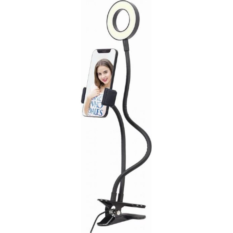 Gembird MOBILE ACC SELFIE RING&HOLDER/LED-RING4-PH-01 GEMBIRD