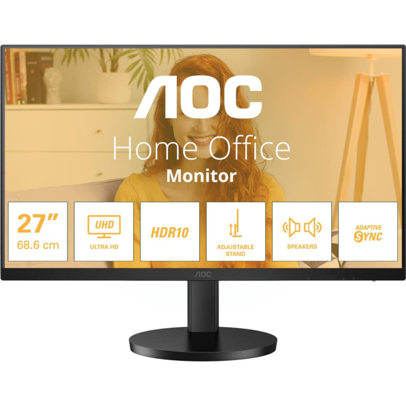 AOC LCD Monitor|AOC|27 "|3840 x 2160 pixels|4K Ultra HD|Native aspect ratio 16:9|LED|Flat|U27B3AF