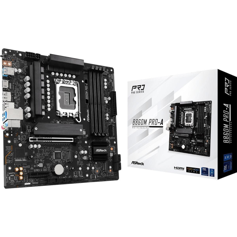 Asrock Mainboard|ASROCK|Intel B860|LGA 1851 (Socket V1)|micro ATX|RAM DDR5-SDRAM|4xSlots|3xNumber of M.2 (M) slots|B860MPRO-A