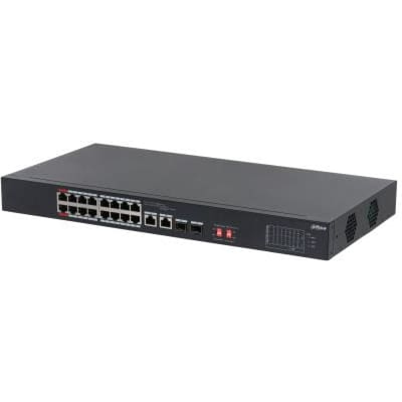 Dahua Switch|DAHUA|S3218-16ET-135|Switch type Unmanaged|Switch layer L2|Rack mounting Yes|Stackable Yes|Form factor 1U|16xRJ-45 ports|RJ-45 Ports Type Gigabit Ethernet (10/100/1000)|2xSFP module slots quantity|Power over Ethernet (PoE) Yes|2xPower over Et