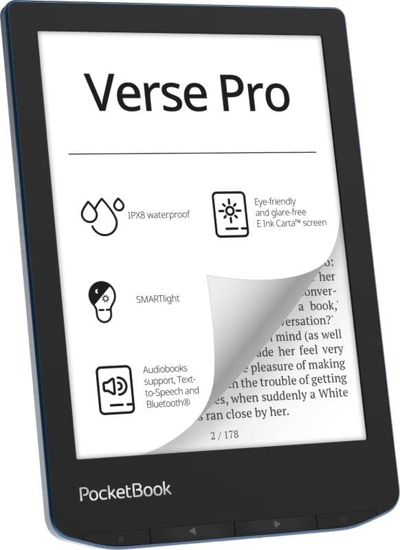 Pocketbook E-Reader|POCKETBOOK|Verse Pro|6"|1072x1448|1xUSB-C|Wireless LAN|Bluetooth|Azure|PB634-A-WW