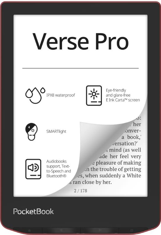 Pocketbook E-Reader|POCKETBOOK|Verse Pro|6"|1072x1448|1xUSB-C|Wireless LAN|Bluetooth|Red|PB634-3-WW